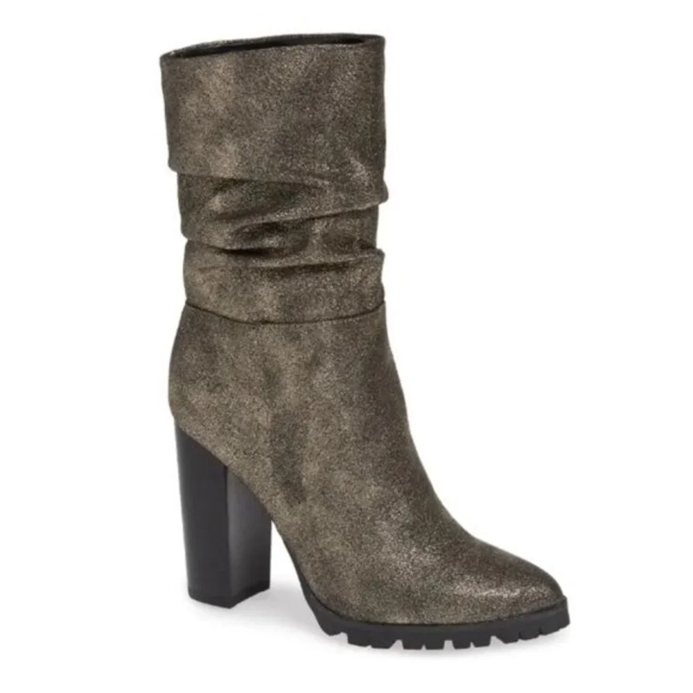 New Katy Perry Raina Slouch Leather Mid-Calf Boots - Picture 1 of 6